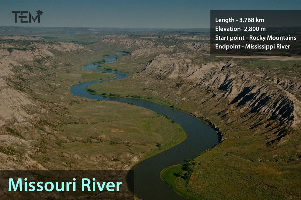 Longest Rivers in the USA Missouri