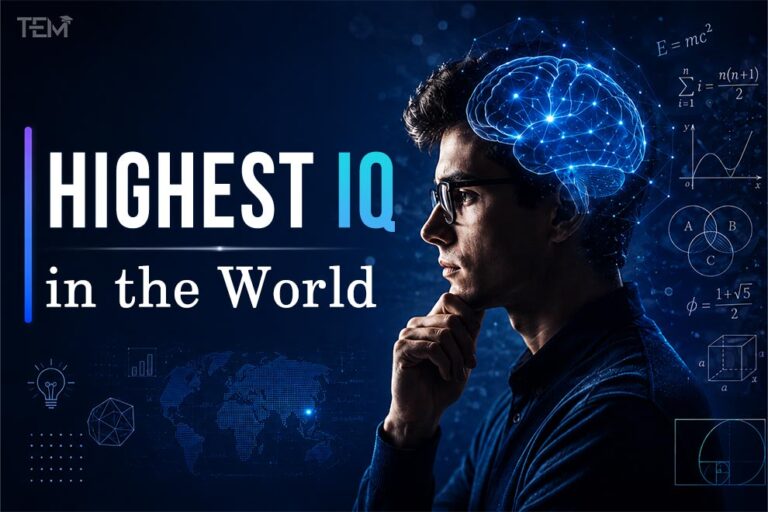 Highest IQ in the world concept featuring intelligence, cognitive ability, brain power, and advanced problem-solving skills