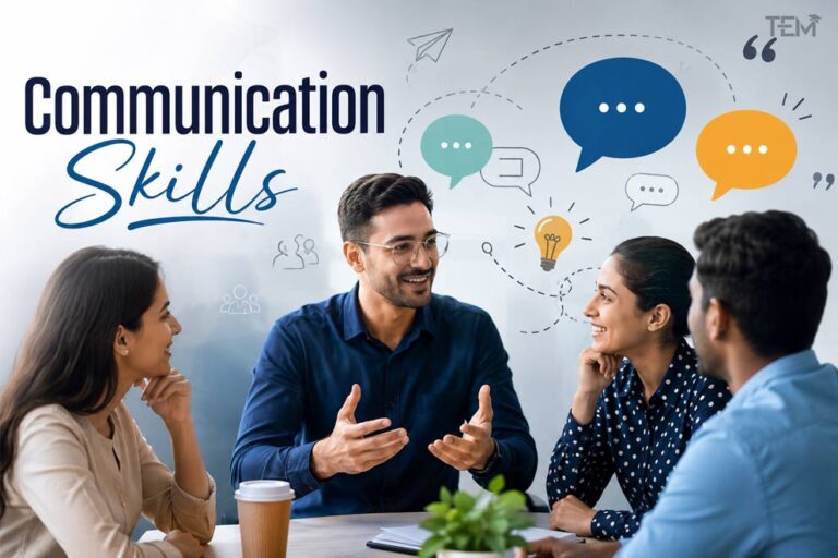 Professionals demonstrating effective communication skills during a team meeting, highlighting active listening, collaboration, workplace communication, and interpersonal skills.