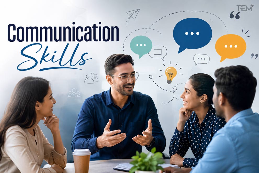 Professionals demonstrating effective communication skills during a team meeting, highlighting active listening, collaboration, workplace communication, and interpersonal skills.