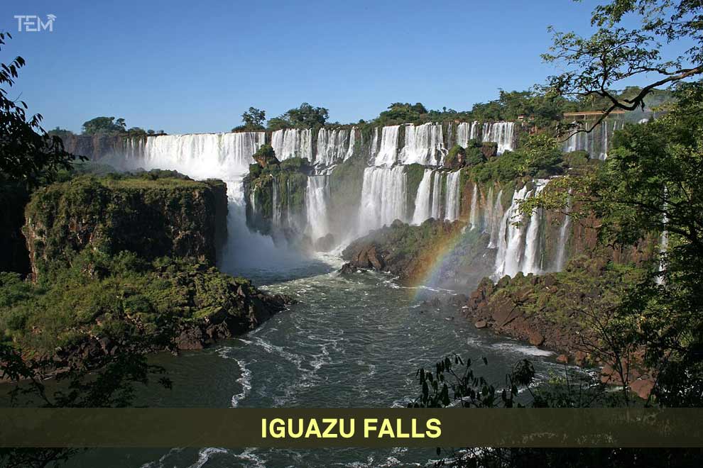 Iguazu Falls in South America showcasing one of the world's largest waterfall systems and a famous natural wonder spanning Argentina and Brazil