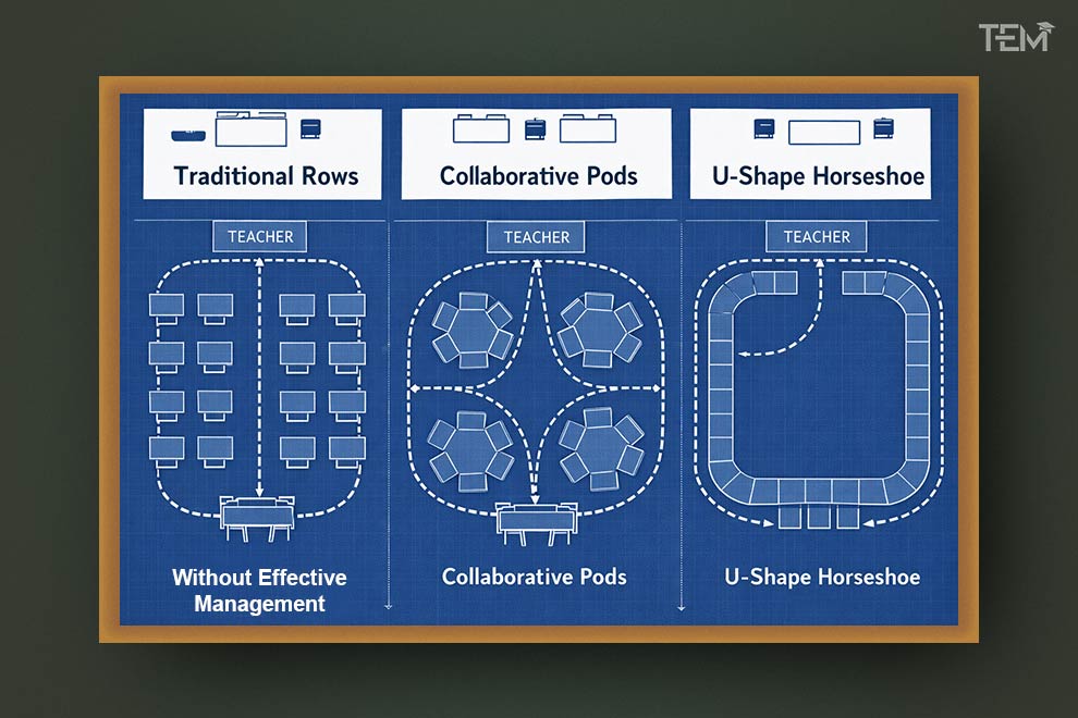 best classroom desk layouts teacher movement diagram